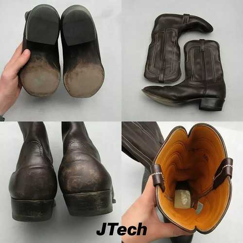 Vintage Lucchese Cowboy Boots Mens 12 E Brown Leather USA Almond Toe 70720 1307