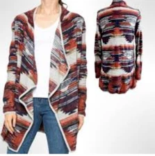 Lucky Brand Open Front Cardigan Aztec Southwestern Ranch Style  Women's Size XS 