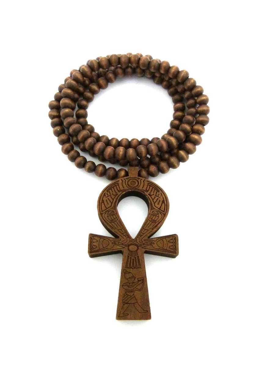 Collana Con Ciondolo In Legno Con Croce Egizia Ankh Da - Foto 2