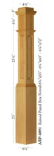ARP-4091 Amish Made Hickory Actual Raised Panel Box Newel Post