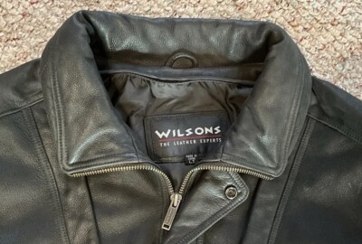 Wilsons The Leather Experts Vintage Black Leather Bomber Jacket