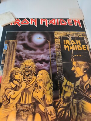 Vintage Original 1980s Iron Maiden Women In Uniform Poster Music