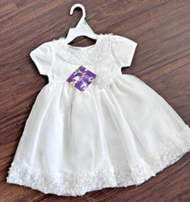 Blueberi Boulevard Baby Girls Floral Applique Tule white Cute Dress