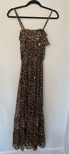 express leopard print maxi dress with ruffles women’s size XS