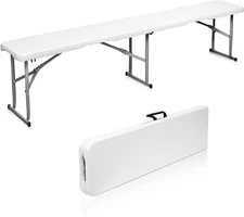 Folding Bench 6 Foot, Plastic Folding Bench Seat Portable Foldable Bench Seat...