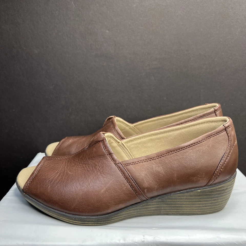 Women Size 9B Eastland Baylee Memory Foam Open Toe Wedge Heel Rose Brown LN! - Image 2 of 4