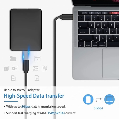 Adaptateur Micro B USB 3.0 mâle vers Type C femelle connecteur pour disque dur - Photo 5/9