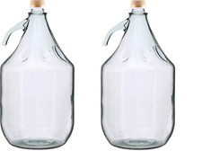 2 x 5L Screw Top Glass Demijohns – Wine Making / Storage Carboys with Caps