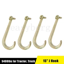 15" Inch J Hook Grade G70 Tow Axle Strap Wrecker Roll back Clevis 5400LBS 4 Pack