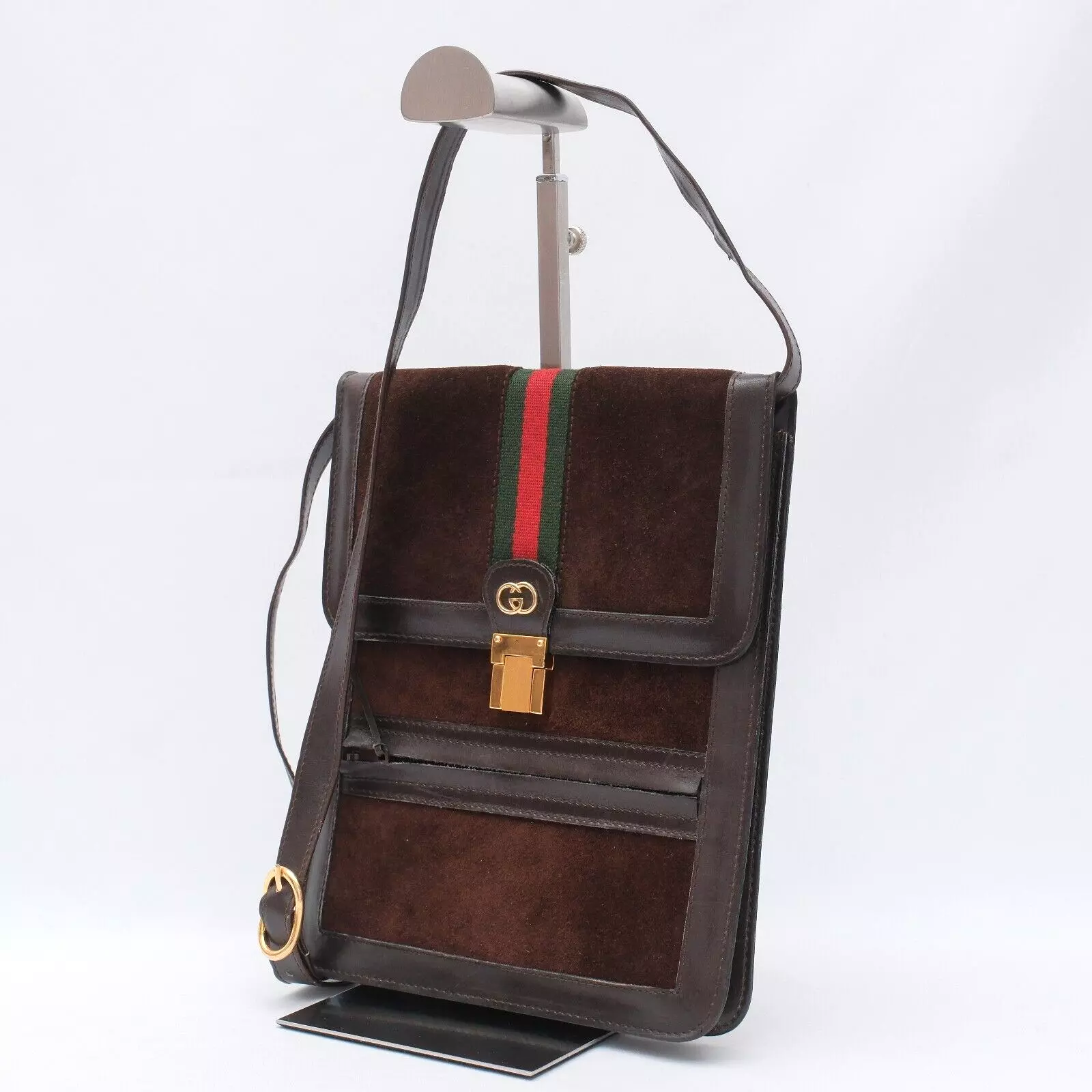 Sac à main bandoulière vintage Gucci bandoulière ligne sherry cuir daim authentique