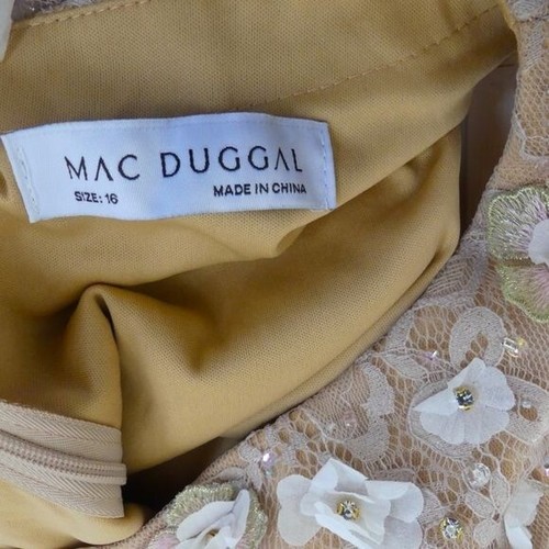 Mac Duggal 16 Dress Ivory Nude Sheer Floral Appliqué Sleeveless 67853 NWT - Picture 10 of 15