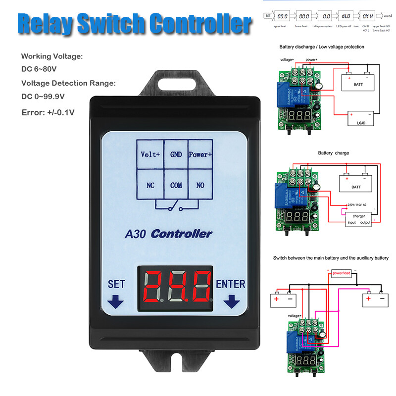 DC 6~80V Voltage Detection Discharge Monitor Relay Switch Controller M7E9