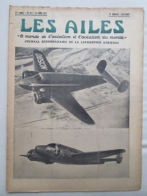  WINGS 1937 827 BEECHCRAFT 18 LOIRE NIEUPORT 161 RAID JAPAN LE BOURGET