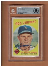 Don Zimmer AUTOGRAPHED 1959 TOPPS BASEBALL CARD SIGNED LA DODGERS BECKETT AUTH