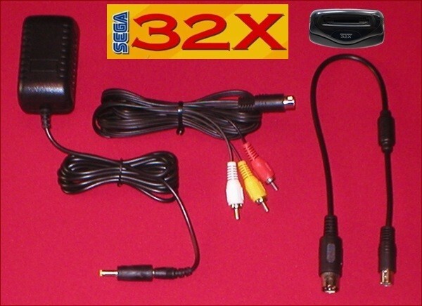 Sega 32X AC Adapter Power Supply & AV + 32X Link Mixing Cable for