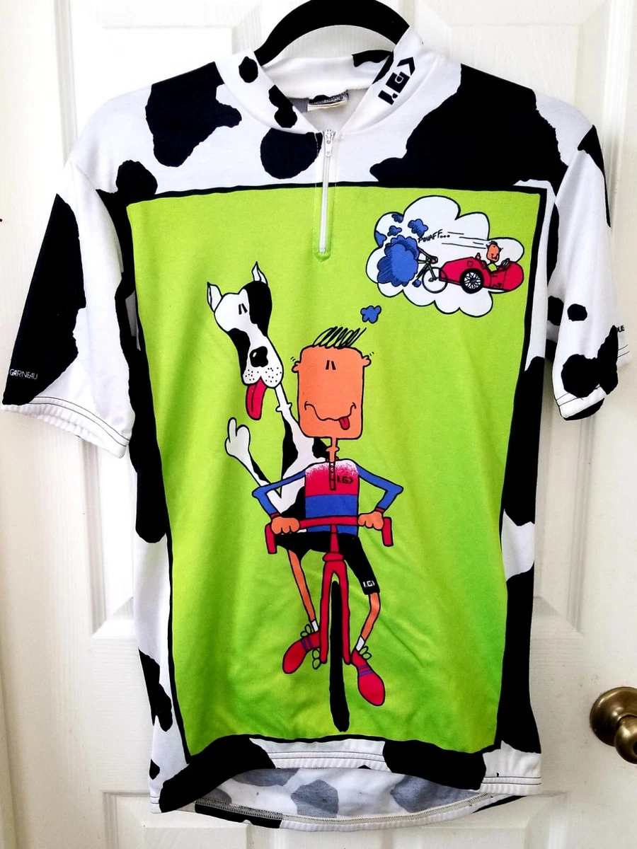 Vtg Louis Garneau Funny Cycling Jersey Biker & Dog "Giving the  Finger" EUC Sz M