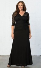 Kiyonna Party Maxi Dress Soiree Style Black Lace Gown Size 12 Dark Romantic