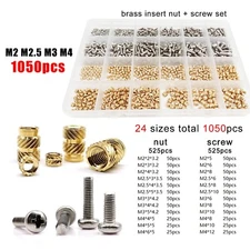 M1.4-M6 Hot Heat Melt Injection 3D Print Brass Embed Insert Nut Screw Set Kit