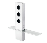 Turm Energiebox Design Edelstahl Mit Glas Weiß - Schuko 3-Fach Und 2-Fach Usb...