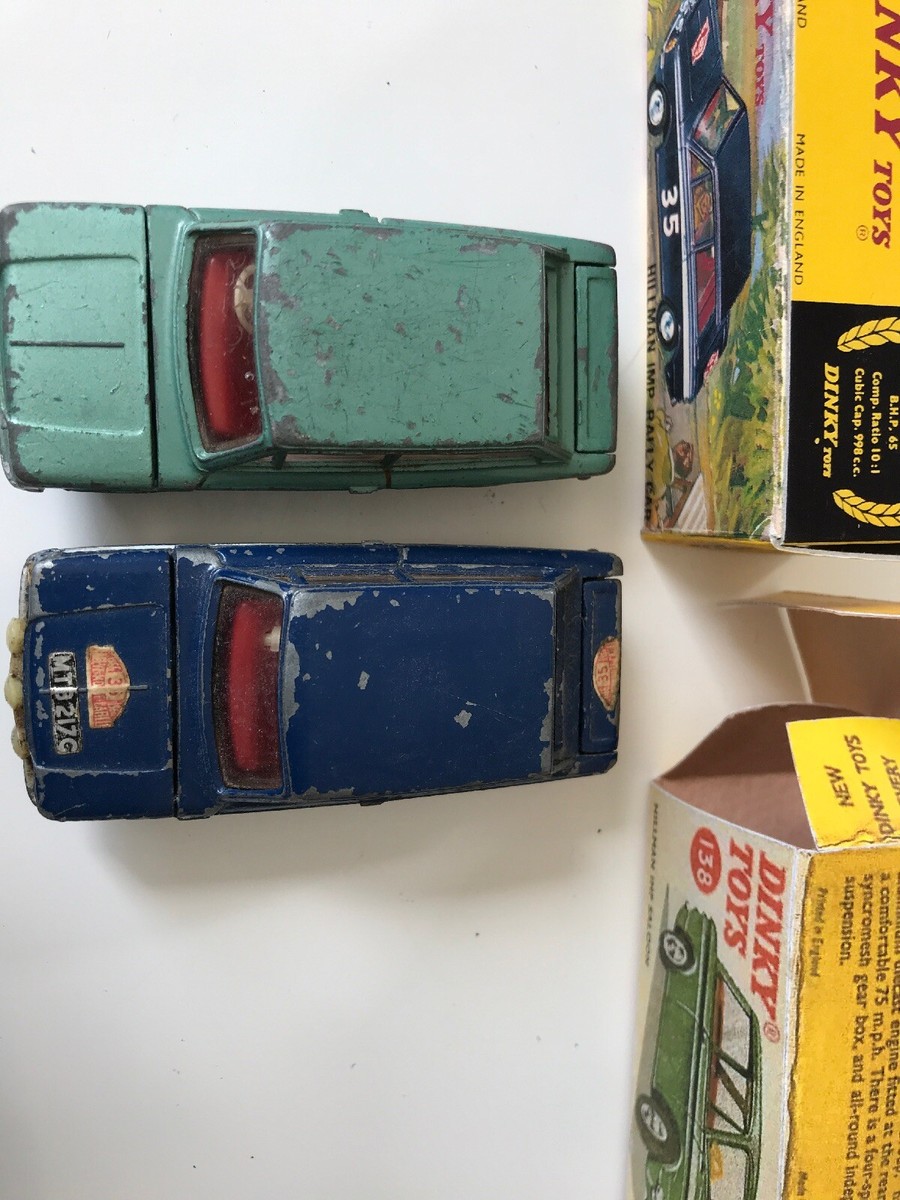 Lot De 2 Dinky Toys Hillman Imps - 1 Rallye, 1 Vert - Avec Boîtes Repro