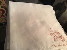 Vintage Pink Embroidery Daisies Hankie VGC