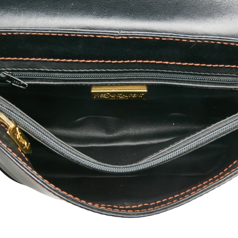 Borsa a tracolla Saint Laurent Ysl ritagliata in pelle nera marrone da donna