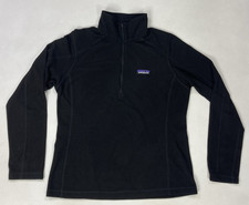 Patagonia Micro D Fleece Quarter 1/4 Zip Jacket Women M Black Lightweight 26278