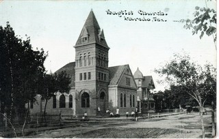 1910's LAREDO TX Baptist Church Blue sky view