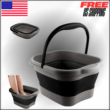 Collapsible Foot Tub Feet Soaking Spa Bath with Massager Acupoints Black