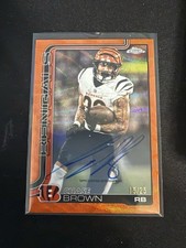 2025 TOPPS CHROME NFL CHASE BROWN AUTO ORANGE WAVE /25 BA-CB BENGALS COLOR MATCH