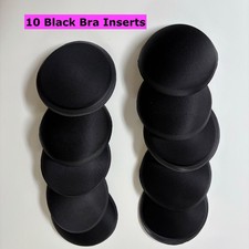Bra Circular Pads Black Foam Lot of 10 Removable Inserts Reusable Costume