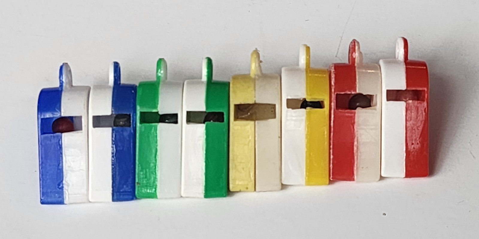 1955 Vintage Premium Cracker Jack Prize Toy Set of 8 Star Whistle Charms