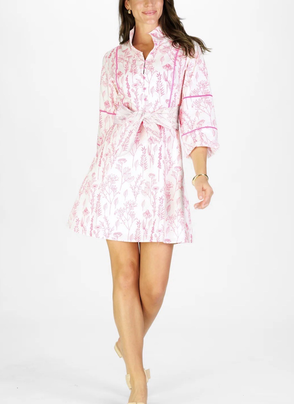 Duffield Lane ELLISON DRESS IN PINK FLORAL TOILE Sz XS
