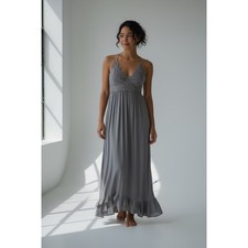 Free People Adella Lace Maxi Dress Slate Gray XS S