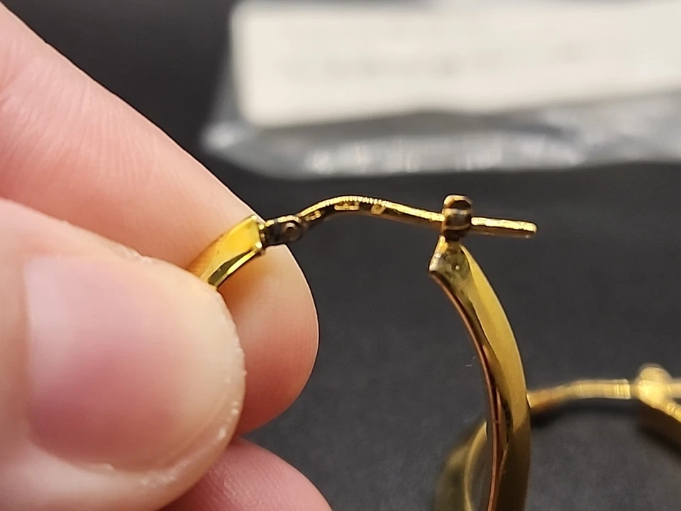 Veronese 18K 黄金包银空心 1.25 英寸环状耳环 QVC 全新 — 第 3/4 张图片