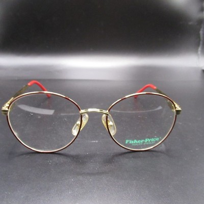 Fisher-Price Quality Eyewear Gold Red Oval Metal Eyeglass Frames 48-17-125