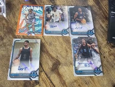 2021-22 Bowman Chrome University LOT OF 5 CARDS (4 AUTOS + 1 BIG KAHUNA ORANGE)