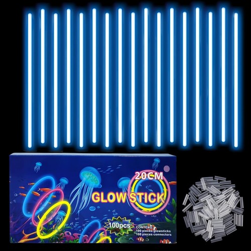100Pcs Blue Glow Sticks Party Packs for Children, Glow Stick Necklaces Bracelets