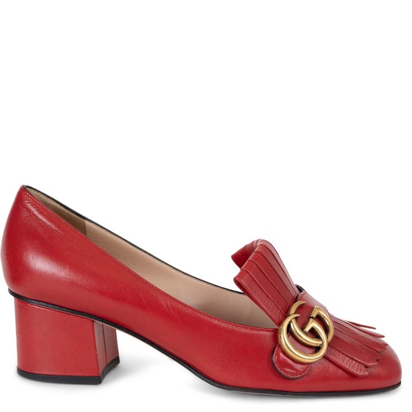 73510 authentic Gucci red leather 2016 GG Marmont fringe pumps shoes 39