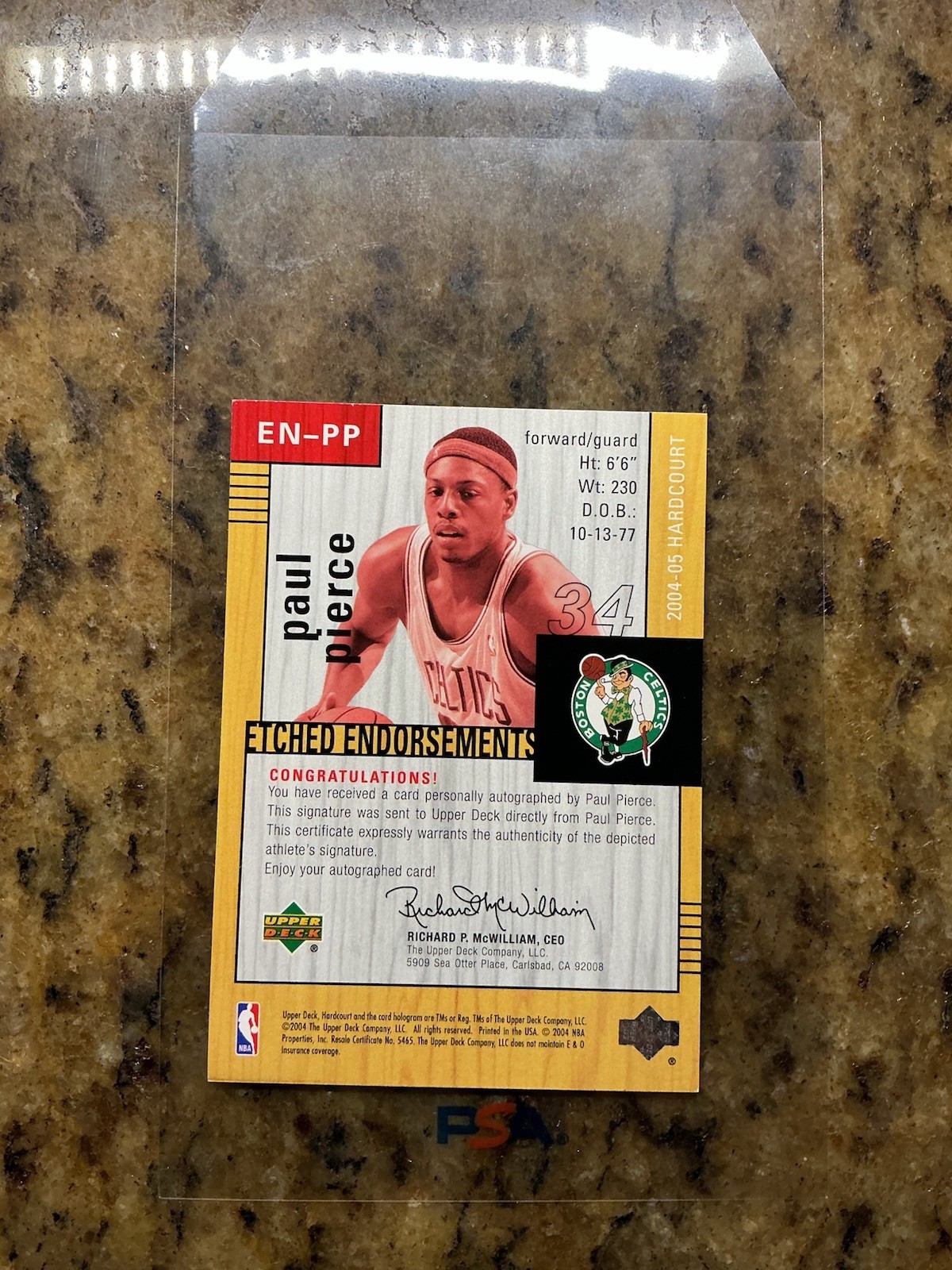 PAUL PIERCE #1/1 Auto 2004 Upper Deck Hardcourt Etched Endorsements Floor Patch view 5