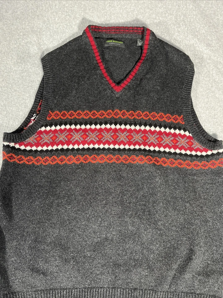 Chaleco Suéter John Bartlett Para Hombre Talla Mediana Cuello en V Abuelo Normcore Tribal Foto 2 de 4