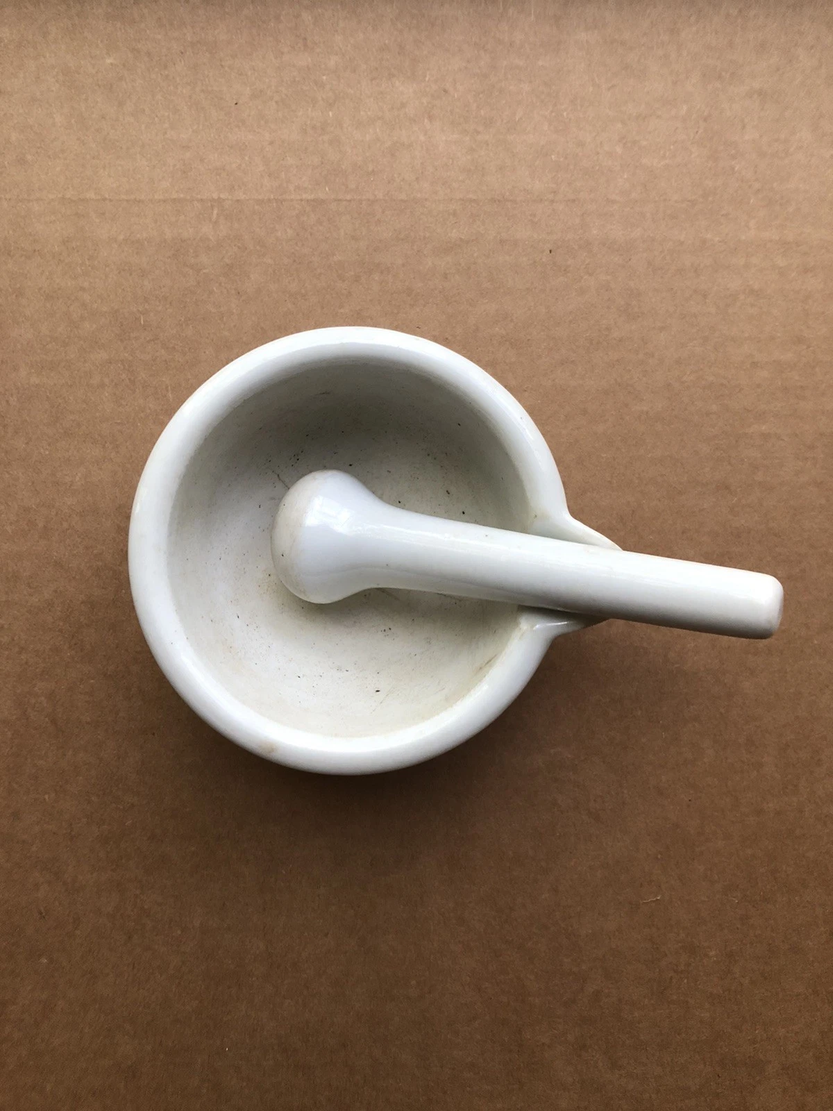 Ceramic Mortar And Pestle Antique With Pour Spout