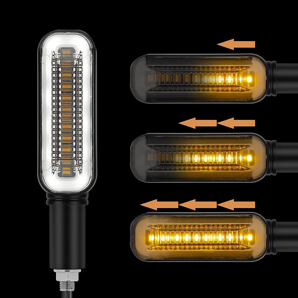 Universal 2X Motorcycle Turn Signals DRL Driving Indicator Amber Blinker Light - Image 2 of 4