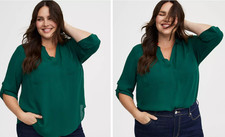 TORRID Harper 3/4 Sleeve Pullover Blouse Top in Botanical Garden Size 5 28W NWT