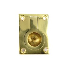 Securit Polished Brass 50mm Flush Ring Handle Trap Door Recssed Cupboard Etc
