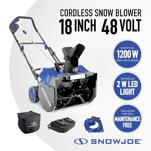 SNOW JOE 24V CORDLESS SNOW BLOWER 18" CLEARING BATTERIES CHARGER, BLUE