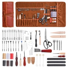 VEVOR Leather Working Tools Kit 72 PCS Engraving Punching Stamping Sewing Tools