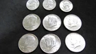 9 PC Lot   6-1964 Kennedy Silver Half Dollars & 3- Quarters BU UNCIRCULATED