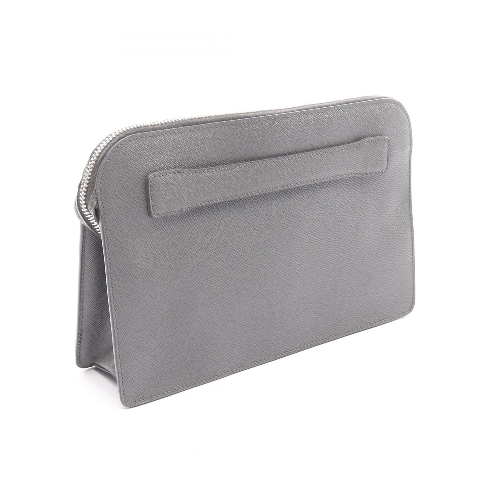 PRADA SAFFIANO TRAVEL Business Clutch bag Pouch 2VF056 leather Blue Gray Used thumbnail 2
