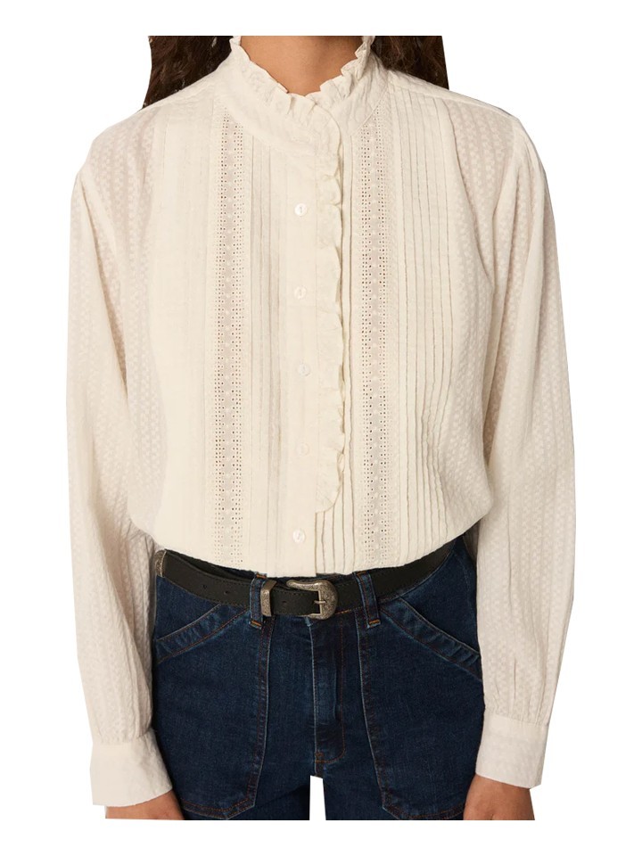 Maison Hotel Women's Ecru Cotton Sangallo Long Sleeve Bella Carelles